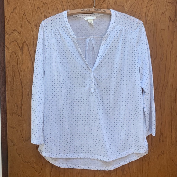 H&M Sheer Star Print Blouse White and Blue Medium - Picture 1 of 5